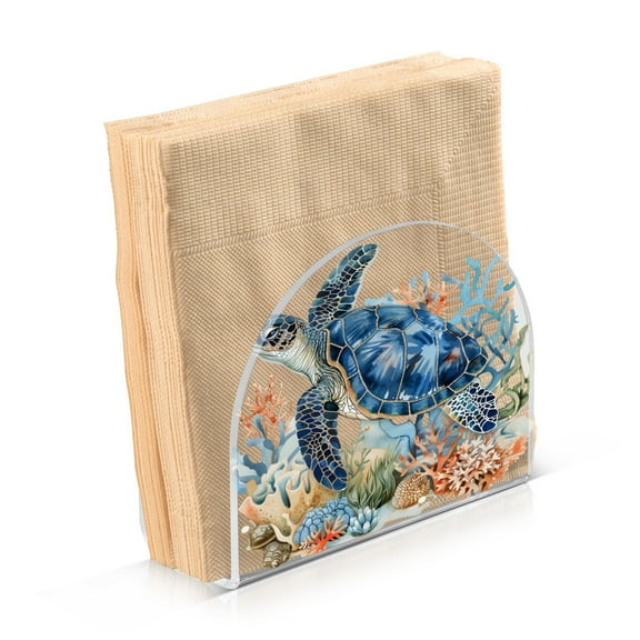 JSTEL Sea Turtle Swimming Napkin Holder for Table Cocktail Farmhouse, Paper Napkins Dispenser for Home Coffee Shop Dining Room Decor