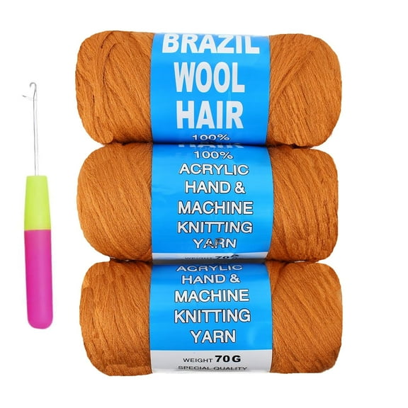 Brazilian Wool Hair Acrylic Yarn for Crochet Hair African Braids Sengalese Twisting Jumbo Braids Knitting Hair Braids Soft Faux Locs Synthetic Hair Extension