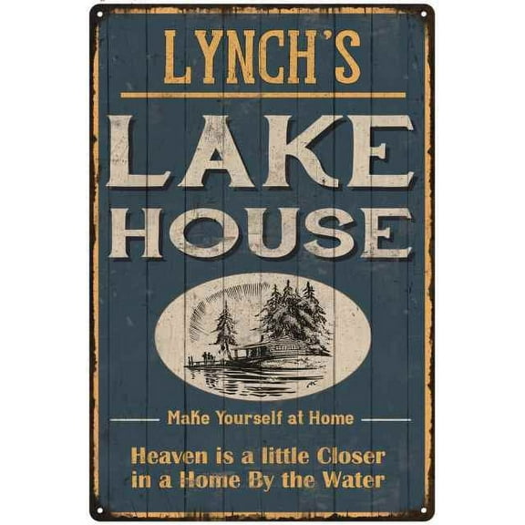 LYNCH'S Lake House Blue Cabin Home Decor 8 x 12 Matte Finish Metal 108120038237