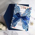 thumbnail image 3 of Tarjeta de invitación de boda con purpurina cortada con láser, sobre de cinta, tarjetas de felicitación, decoración de boda personalizada, suministros para fiestas, 50 unidades, 3 of 4