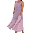 thumbnail image 2 of FcBaudy Robe Sans Manches Col Rond, Robes d'Été pour Femmes, Robes Femmes Robe Longue Imprimée Sans Manches et en Lin Col Rond Robe Femmes, 2 of 5