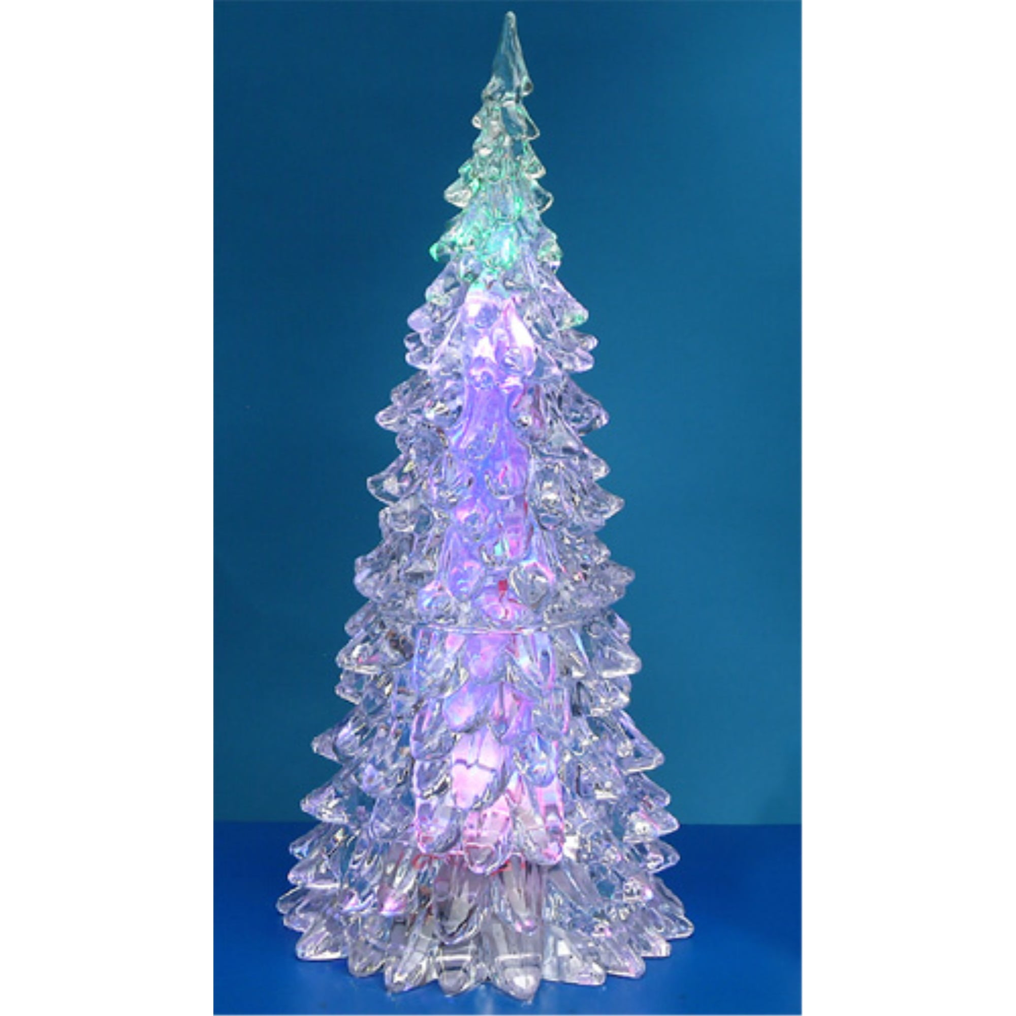 Crystal Clear Acrylic Lighted Ornament Christmas Tree Original Box 