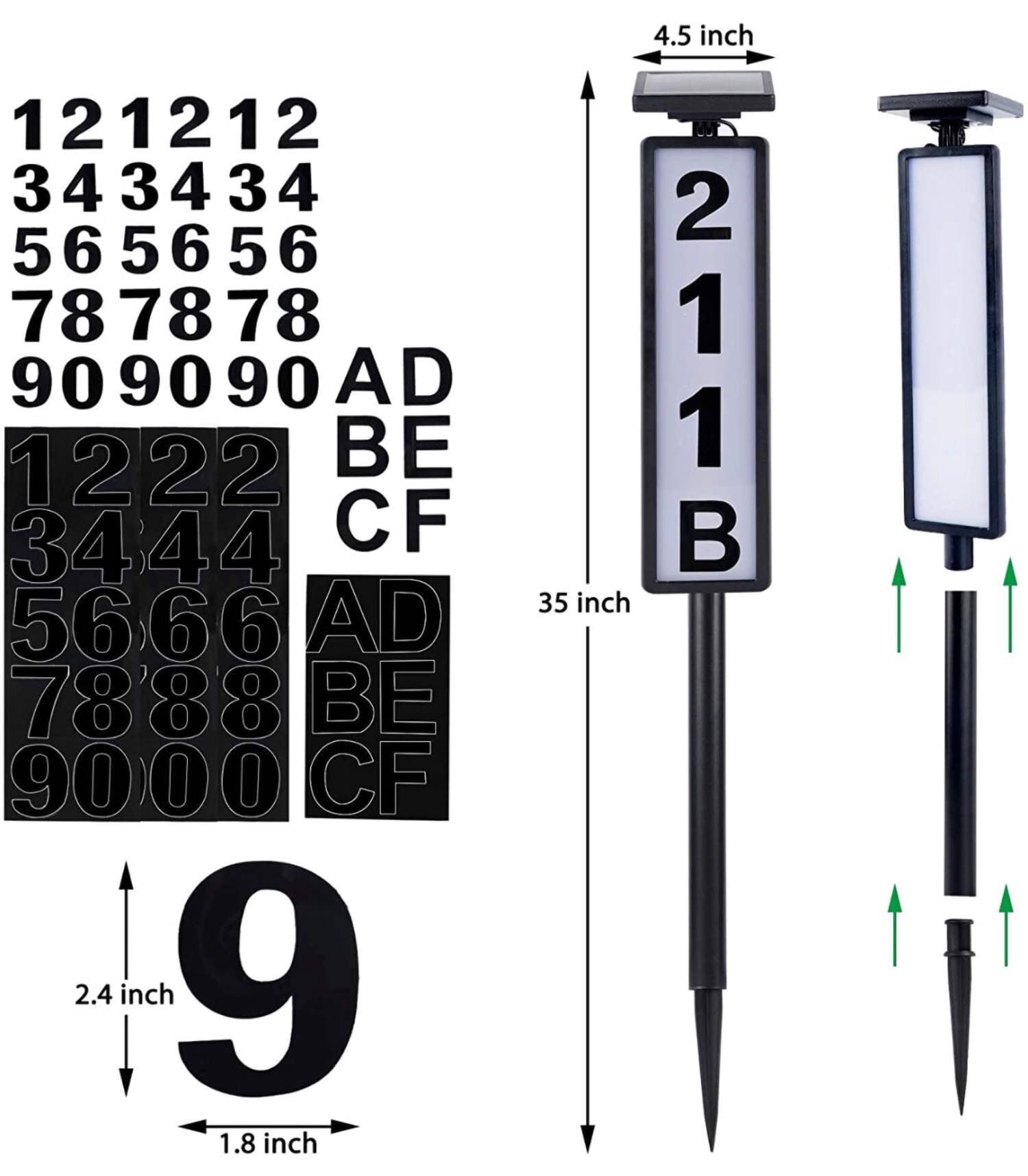 SUNGATH Lighted House Address Numbers Sign Plaques, Solar Powered House Numbers Light for House and Yard (Height 35 Inches, 1 Pack)