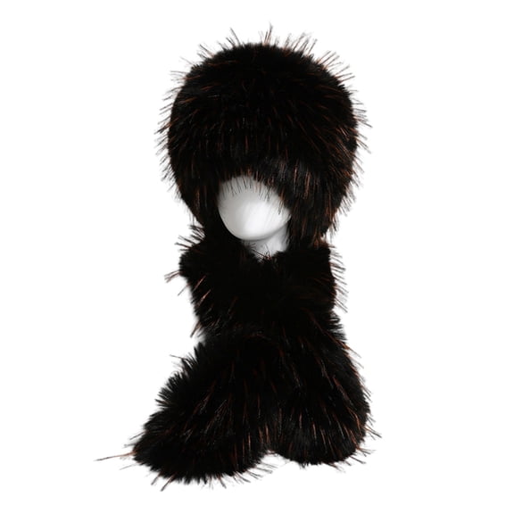 Unisex Plush Hat And Scarf Set Faux Furs Thick Trapper Hat For Outdoor Unisex Warm Plush Hat and Scarf Set For Adults And Teens Soft Windproof Trapper Hat For Winter Sport Activity Skiing