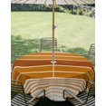 thumbnail image 2 of Outdoor Tablecloth with Umbrella Hole, Burnt Orange Ombre Stripe Spillproof Waterproof Outdoor Table Cover, Farmhouse Striped Gradient Patio Tablecloths for Party/Garden/Picnic, Round 60 inch, 2 of 9