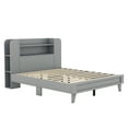 thumbnail image 6 of Full Size Platform Bed Frame with Storage Headboard,Multiple Storage Shelves on Both Sides,Grey, 6 of 7