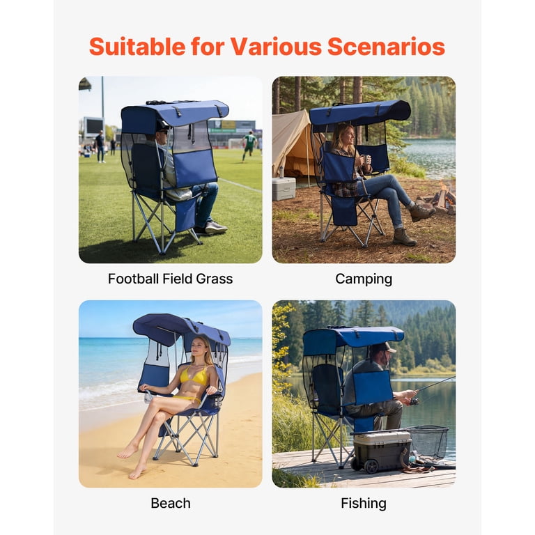 KFFKFF Folding Camping Chair with Canopy, 330 Lbs Capacity photo 7