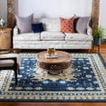 thumbnail image 1 of Unique Loom Taftan Collection Border Geometric Tribal Inspired Design Area Rug, 8 ft, Navy Blue/Gold, 1 of 2