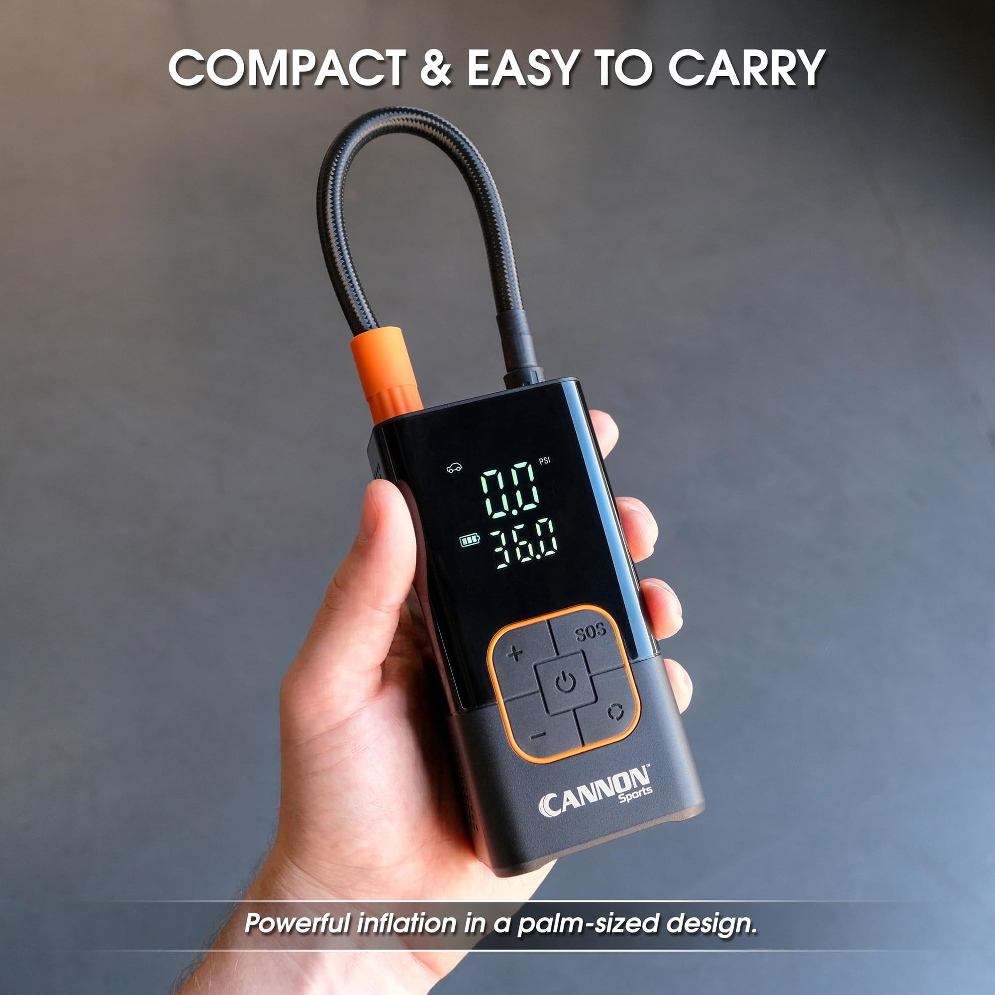 Cannon Sports Portable Tire Inflator Air Compressor & Electric Ball Pump – 150 PSI Cordless Digital Pump with LCD Display, Rechargeable Battery, LED Light – Car, Bike, Motorcycle Tires & Sports Balls