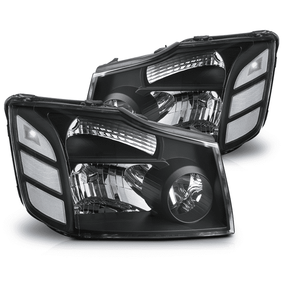 Magshion Headlights Assembly Set for 2004-2015 Nissan Titan, 2004-2007 Armada Truck, Black Housing Clear Lens Clear Corner