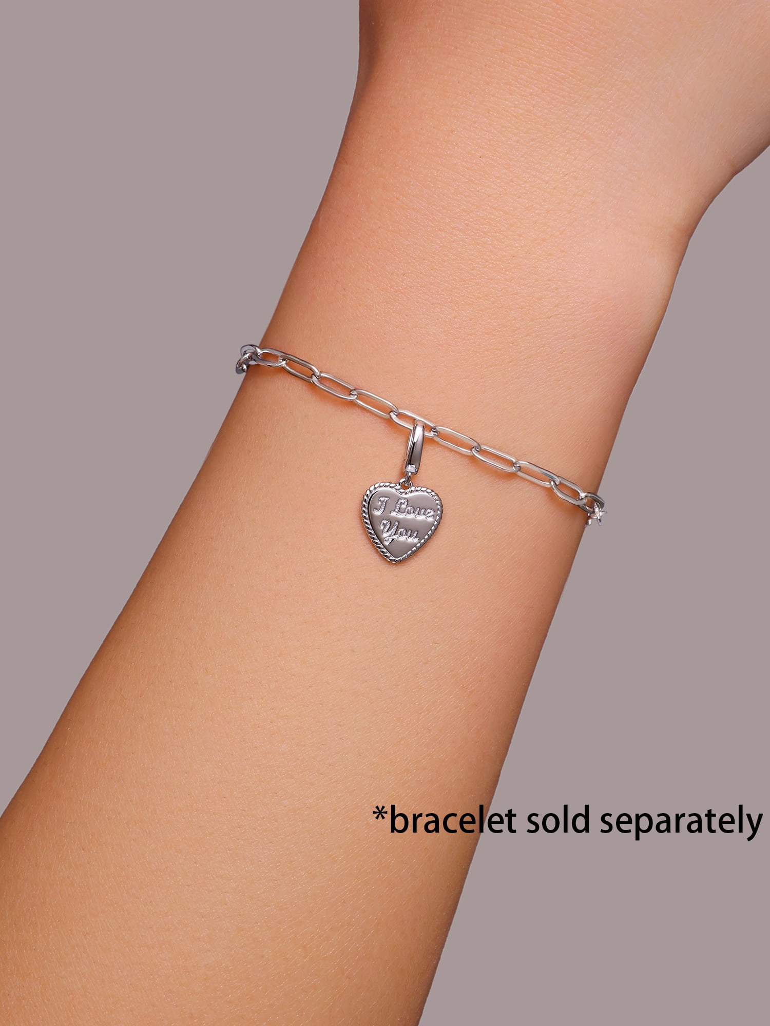 Brilliance Fine Jewelry I Love You Charm Heart in Sterling Silver