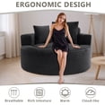 thumbnail image 3 of Leumius Oversized Round Chaise Lounge Sofa,Upholstered Lounge Chair with 2 Pillows and Cupholders,Boneless Sofa Couch with Memory Foam,Deep Seat Sleeper Chair for Living Room,No Assembly,Black, 3 of 8