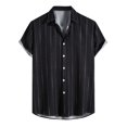 thumbnail image 1 of BOBOGOJP Chemises Décontractées à Manches Courtes Chemise Classique Tissée Douce, Noir M, 1 of 5