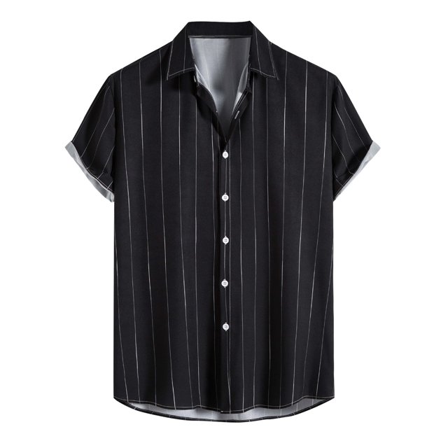 BOBOGOJP Chemises Décontractées à Manches Courtes Chemise Classique Tissée Douce, Noir M