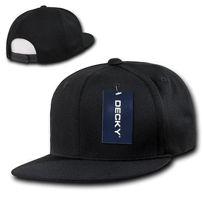 Flat Bill Baseball - Black Dry Air Mesh Cool Dri Fit Flat Bill Golf Snapback Baseball Ball Cap Hat