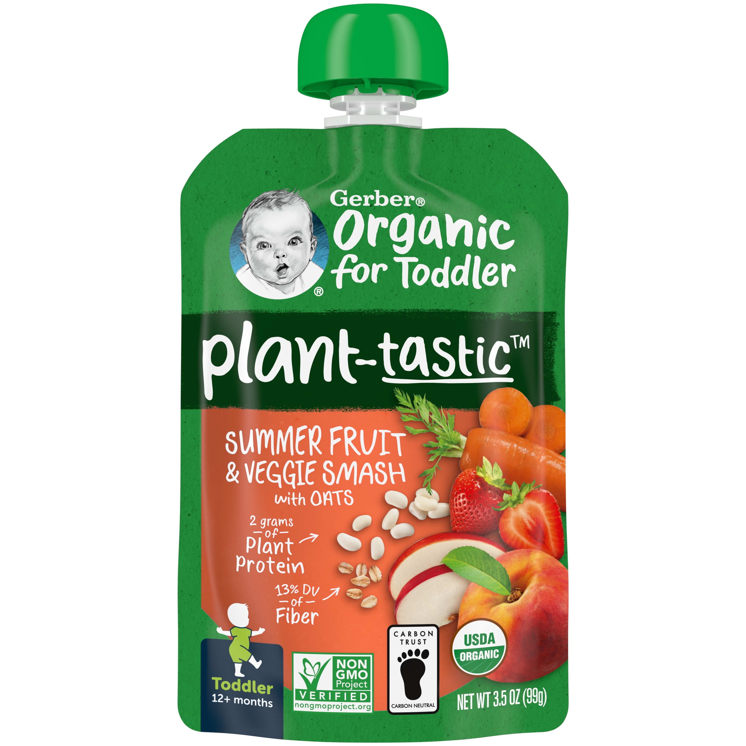 Gerber Organic for Toddler Plant-tastic Toddler Food Summer Fruit & Veggie Smoothie, 3.5 oz, Pouch