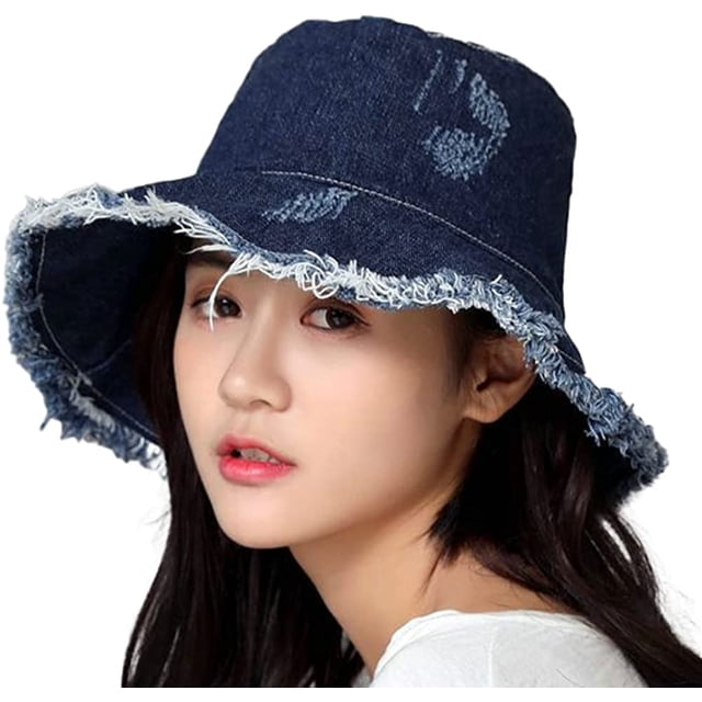 LinYooLi Chapeau Seau Chapeau de Soleil Chapeaux Seau pour Hommes Chapeau de Plage pour Femmes Chapeau de Pêcheur en Denim Décontracté Chapeau Pliable Mode Urbaine Randonnée