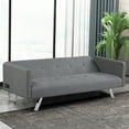 thumbnail image 4 of Costway Convertible Futon Sofa Bed Folding Recliner w/USB Ports&Power Strip Grey, 4 of 11
