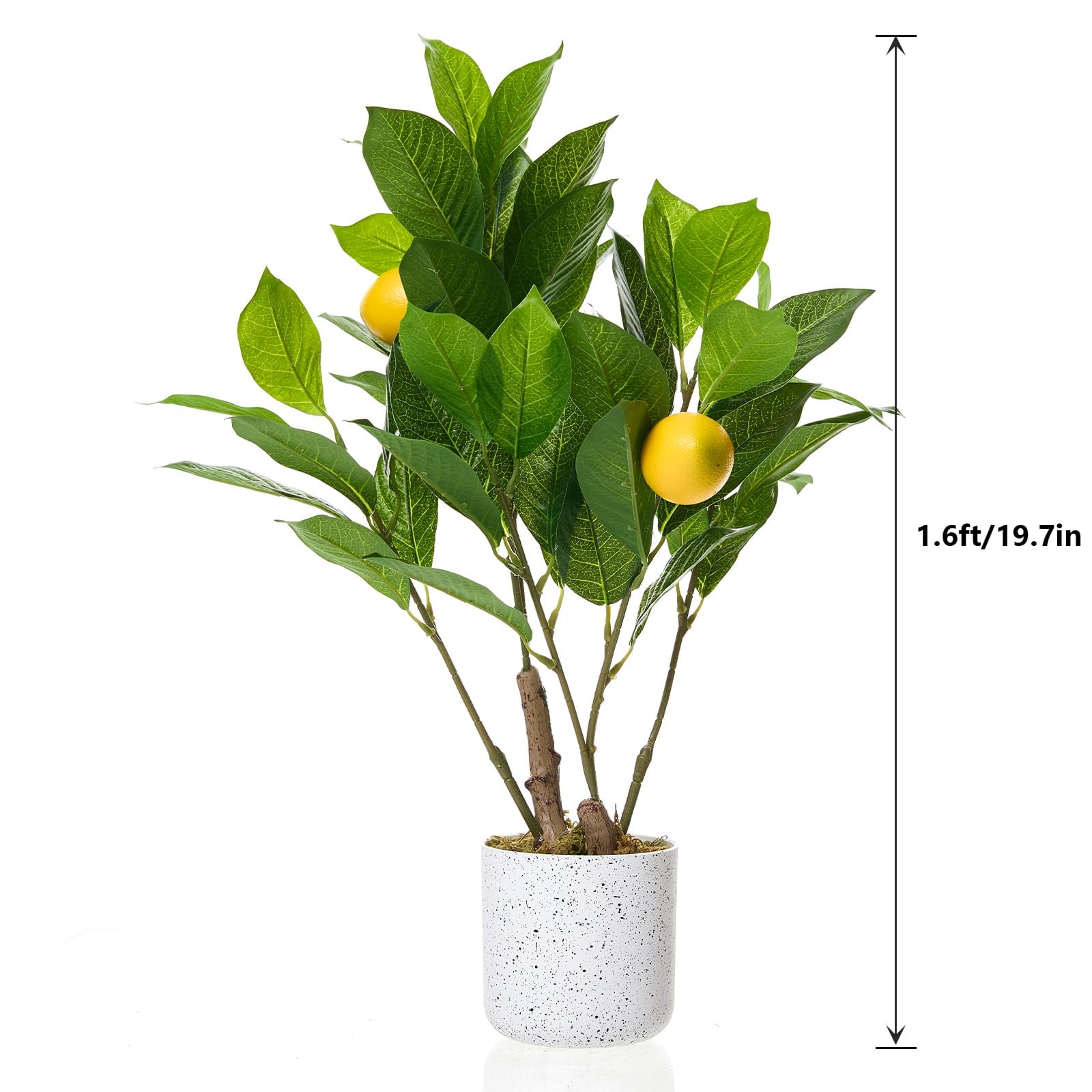 QinaQin 2 Pack Artificial Lemon Trees 19.7" Faux Plants with White Marble-Look Pot, Indoor Lemon Decor for Kitchen, Home, Office