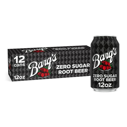 Barq's Zero Sugar Root Beer Soda Pop, 12 fl oz, 12 Pack Cans