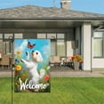 thumbnail image 3 of AMHNF Welcome Linen Garden Flag with Adorable Dog and Butterfly in Colorful Flowers for Spring Summer Home Outdoor Garden Yard Door Decor 12x18 inch, 3 of 5