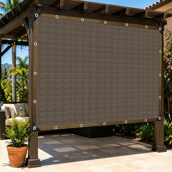 Pergola Shade Cover 6.5 FT x 9.8 FT, Breathable 90% UV Protection Sun Shade Canopy with Grommets, Outdoor Privacy Screen for Patio, Pergola, Backyard, Garden and Deck, Brown
