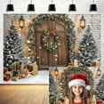 thumbnail image 3 of Winter Christmas Backdrop, Christmas Rustic Barn Door Photo Backdrop Background Decor, Xmas Tree Snow Present Kids Family Supplies Holiday Banner Party Decoration Photo Studio Props,10X6ft, 3 of 5