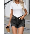 thumbnail image 3 of EMMIOL Women's High Waisted Rolled Denim Shorts Casual Ripped Summer Hot Shorts with Pockets Frayed Distressed Style, 3 of 5