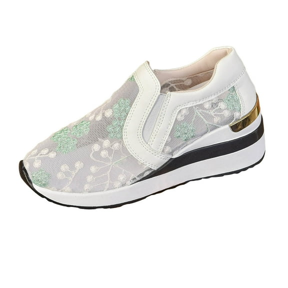 Womens Shoes,Casual Shoes Fashion Breathable for Everyday Wear Flower Embroidery Casual Shoes for Thick Bottom,Shoes for Women,Green,8.5