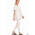 thumbnail image 2 of Zenana Women's Brushed DTY Microfier Round Neck Short Sleeve Hi-Low Hem & Full Length Leggings Loungewear Set, 2 of 6