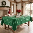 thumbnail image 7 of Sm:)e Pine Tree Snowflake Yarn Dyed Jacquard Woven Christmas Tablecloth 60x84 Inch, for Dining Decor, Rectangle, Green, 7 of 7