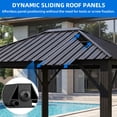 thumbnail image 5 of Dextrus 10x12ft Hardtop Gazebo with Nettings and Curtains, Heavy Duty Galvanized Steel Outdoor Vertical Stripes Roof for Patio, Backyard, Deck, Lawns, Brown, 5 of 10