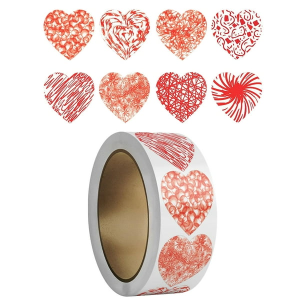 Rollo de 500 pegatinas de corazón de 2,5 cm, etiquetas autoadhesivas para bodas. Estilo A