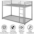 thumbnail image 5 of Twin Over Twin Low Bunk Bed for Kids Teens Adults, Metal Bunk Bed Frame with Ladder and Safety Guardrails, Load-Bearing 350lb, Noise Free, Silver 77.1''Lx40.9''Wx53.7''H, 5 of 7