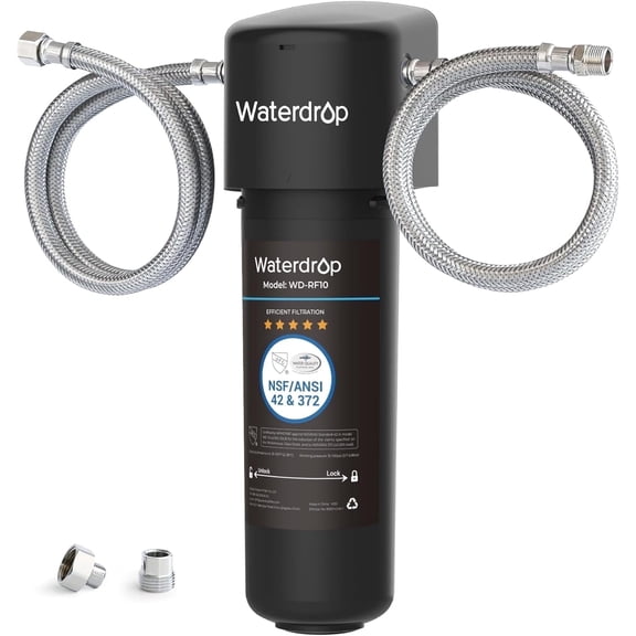 Waterdrop 10UA Under Sink Water Filter System, 8K Gallons High Chlorine Reduction Water Filtration System,Bad Taste & Odor, Under Counter Direct Connect to Kitchen Faucet