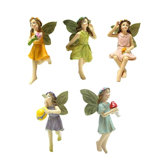 5Pcs Fairies Statue Set ,Fairy Garden Figurines DIY Landscape Scenes, Miniature Accessories and Figurines , Fairy Garden, for Yard Outdoor