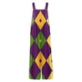 thumbnail image 5 of Fgvctg Mardi Gras Women's Jumpsuit Wide Leg Pant Vintage Mask Graphic Overall Sleeveless Romper Carnival Party Spaghetti Straps Jumpsuits Loose Bib Overalls With Pockets Purple Pink XXL, 5 of 5