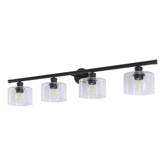 Zane 4-Light Black Bath Light with Clear Glass