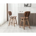thumbnail image 3 of Guyou 26" Modern Bar Stool Set of 2, Farmhouse Upholstered Faux Leather Counter Height Stool with Back and Wooden Legs for Kitchen Island Dining Room Living Room, Browm, 3 of 14