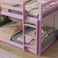 thumbnail image 4 of PORKISS Bunk Bed Twin Over Twin, Low Floor Bunk Bed for Kids with Guard Rails for Dorm, Small Space, No Box Spring Needed, Pink, 4 of 10
