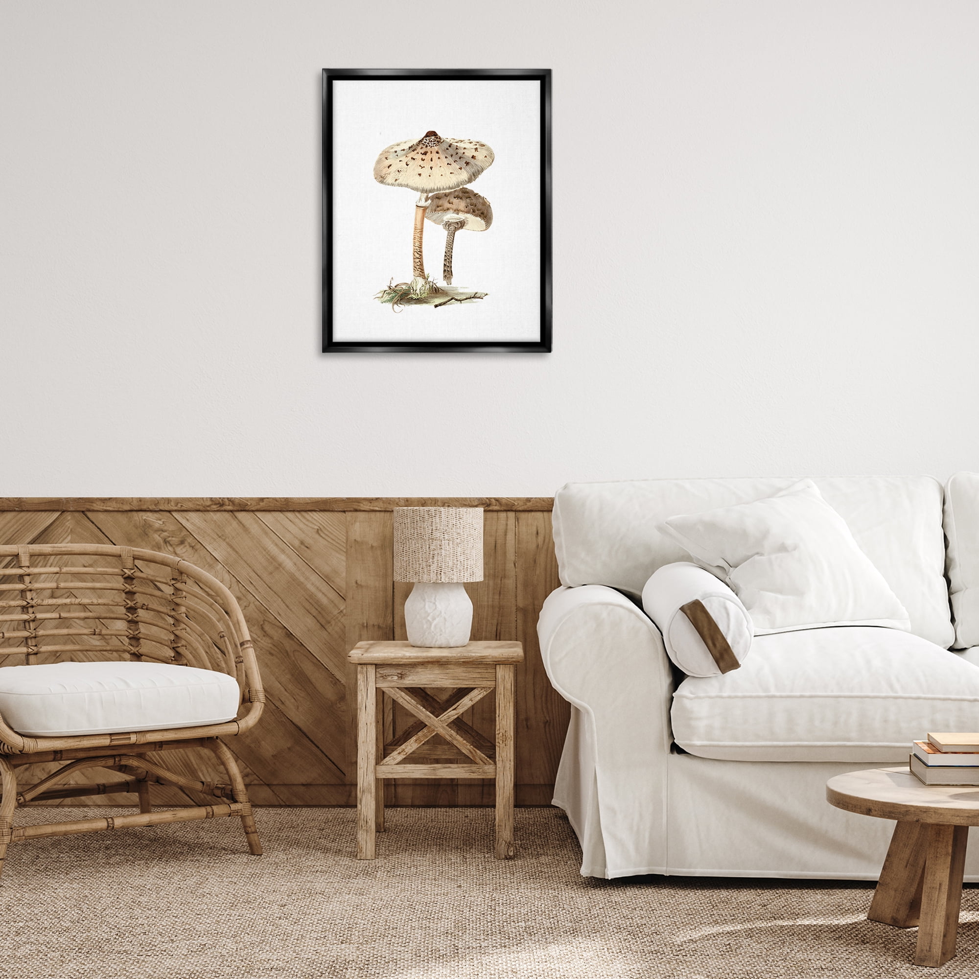Stupell Industries Neutral Brown Mushrooms Botanical & Floral Painting Black Floater Framed Art Print Wall Art, 25 x 31