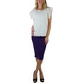 thumbnail image 2 of ToBeInStyle Women's Premium Cotton-Blend Basic Knee Skirt - Dark Purple - M, 2 of 5