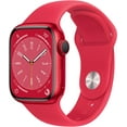 thumbnail image 1 of Refurbished Apple Watch Series 8 Aluminum 45mm A2774 (GPS Only, No Cellular) Red (Grade A+), 1 of 1