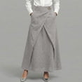 thumbnail image 2 of XIAOCHA Wrap-Front Pocketed Skirt for women Minimalist Office Versatile A-Line Maxi Skirt, 2 of 6