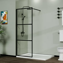 Resenkos Shower Enclosure Door,Shower Stall Door,34" Shower Screen Door Walk-in Wet-room, Black, 3-panel Style