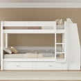 thumbnail image 4 of Harper & Bright Designs Full Size Bunk Bed with Desk and Storage, Space-Saving Wooden Bunk Bed with Bookshelves & Trundle, White, 4 of 10