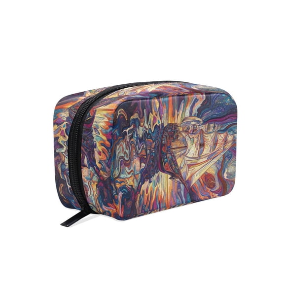 BZSMCE Makeup and Cosmetic Bag Women Simple Abstract Ship Pattern Square Cosmetic Bag