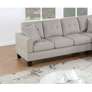 Living Room Mushroom Tweeted Like Velvet Tufted Couch 2pc Sectional Sofa Set RAF Chaise LAF Sofa