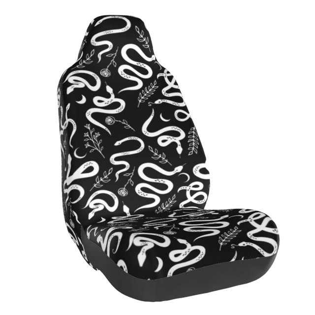 Wukai Hand Drawn Snake Full Set Car Seat Covers with Soft Padding Universal Auto Front Seats Protector and Cushion Mat