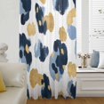thumbnail image 6 of Navy Blue White Abstract Sheer Curtains 45 Inches Long, Modern Art Yellow Light Filering Curtains, Breathable Simi Curtain Privacy Drapes for Kitchen Bathroom Lightweight Small Window Treatment, 6 of 9